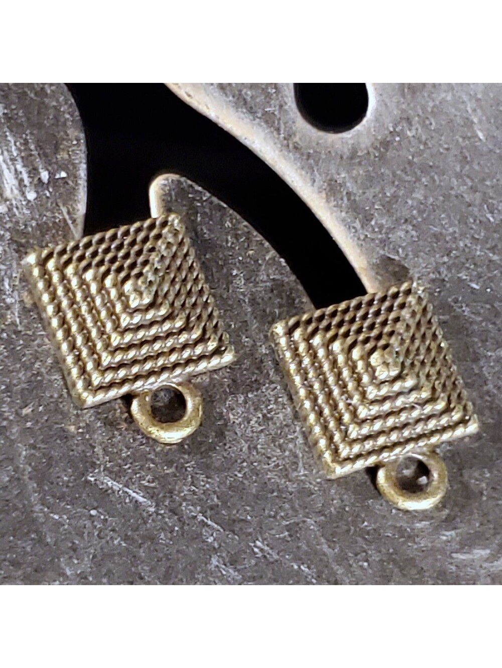 Avant Garde Antique Bronze Egyptian Pyramid Dotted Earring Post Findings 2 pcs